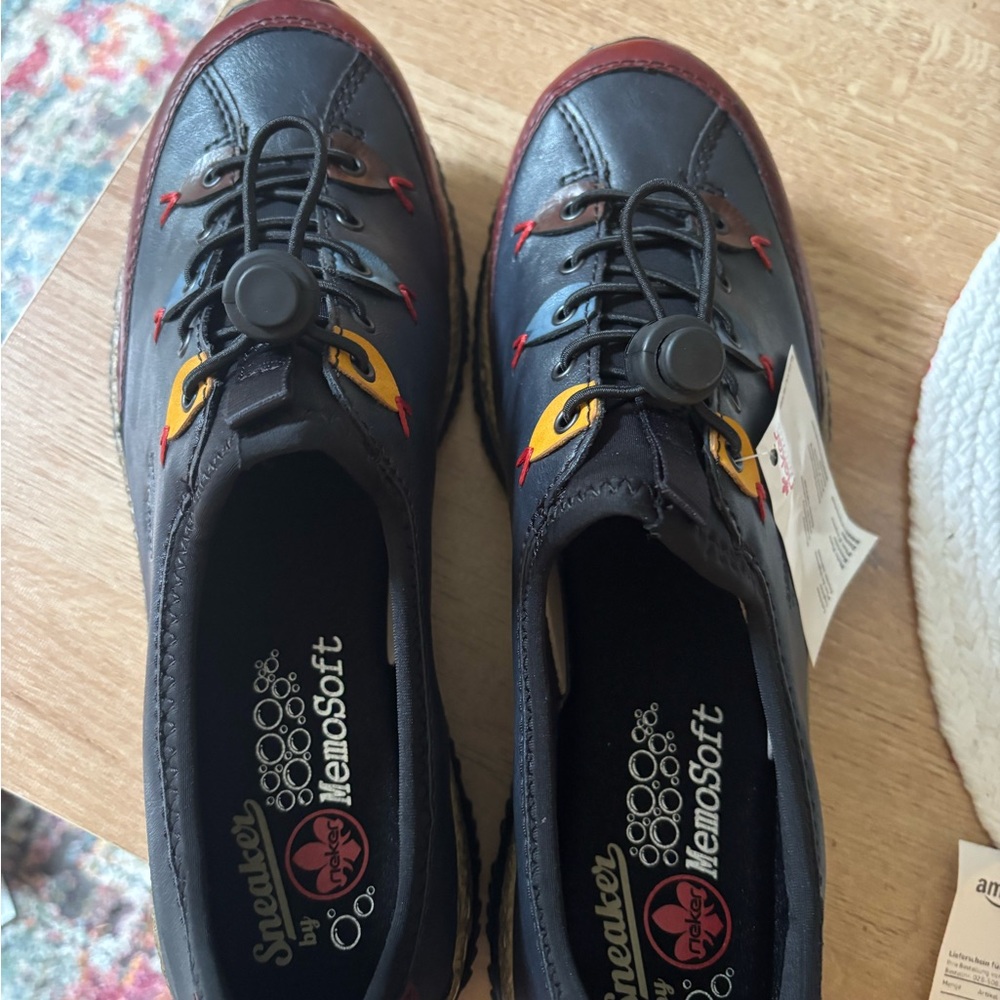 Rieker Black and Red Women's Sneakers